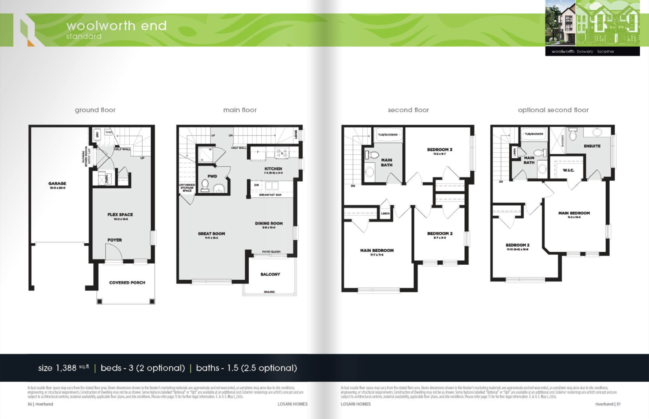 Woolworth End Floor Plan at River's Bend - Towns - 1388 sq.ft