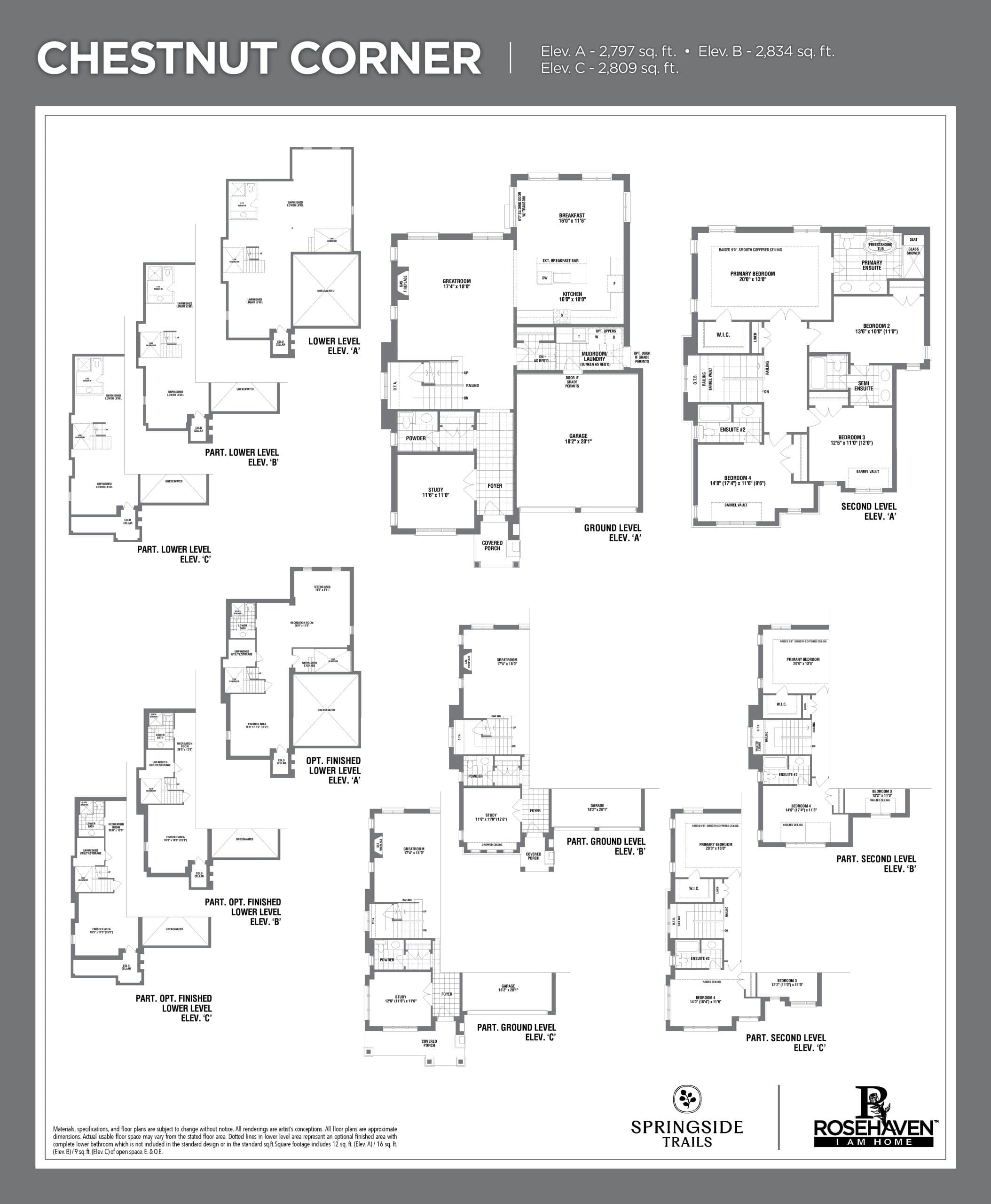 Chestnut Corner Floor Plan at Springside Trails by Rosehaven Homes - 2797 sq.ft