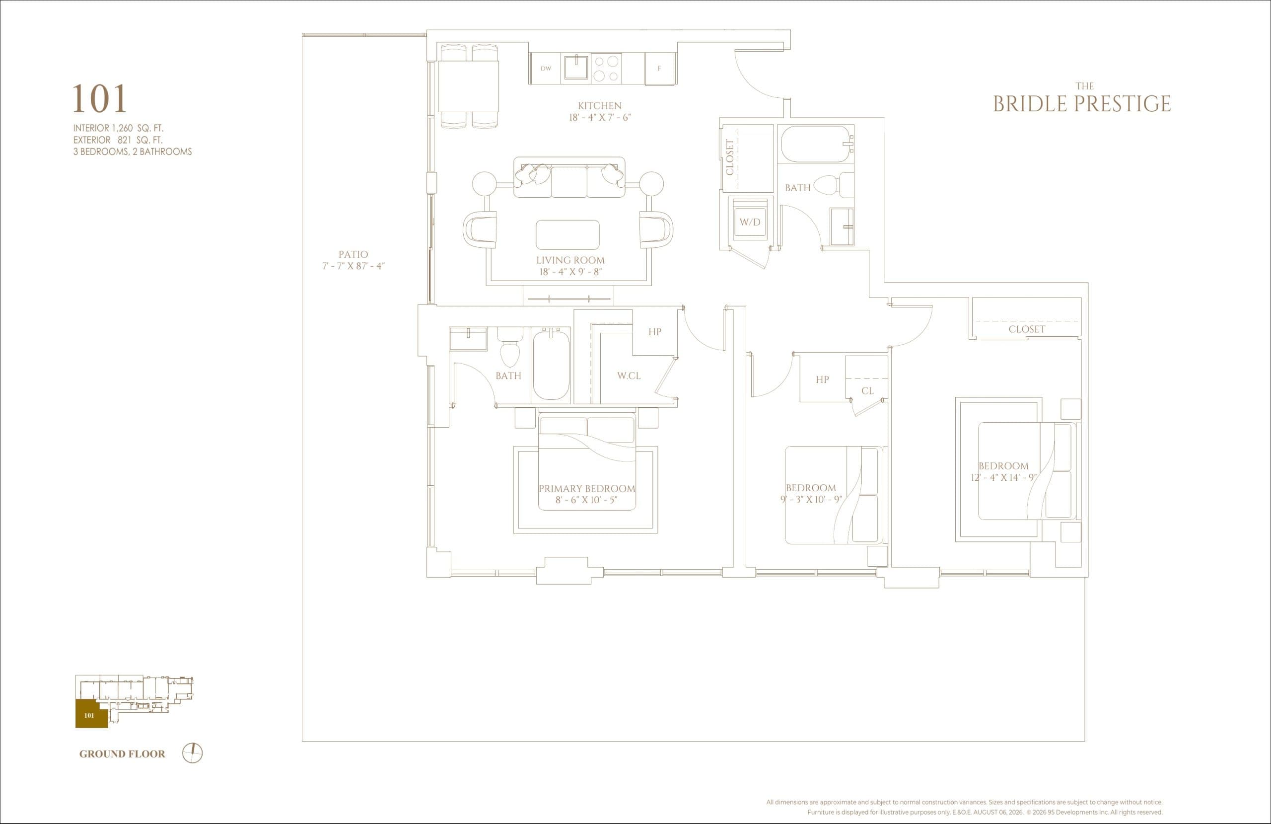 101 Floor Plan at The Bridle Prestige - 1260 sq.ft