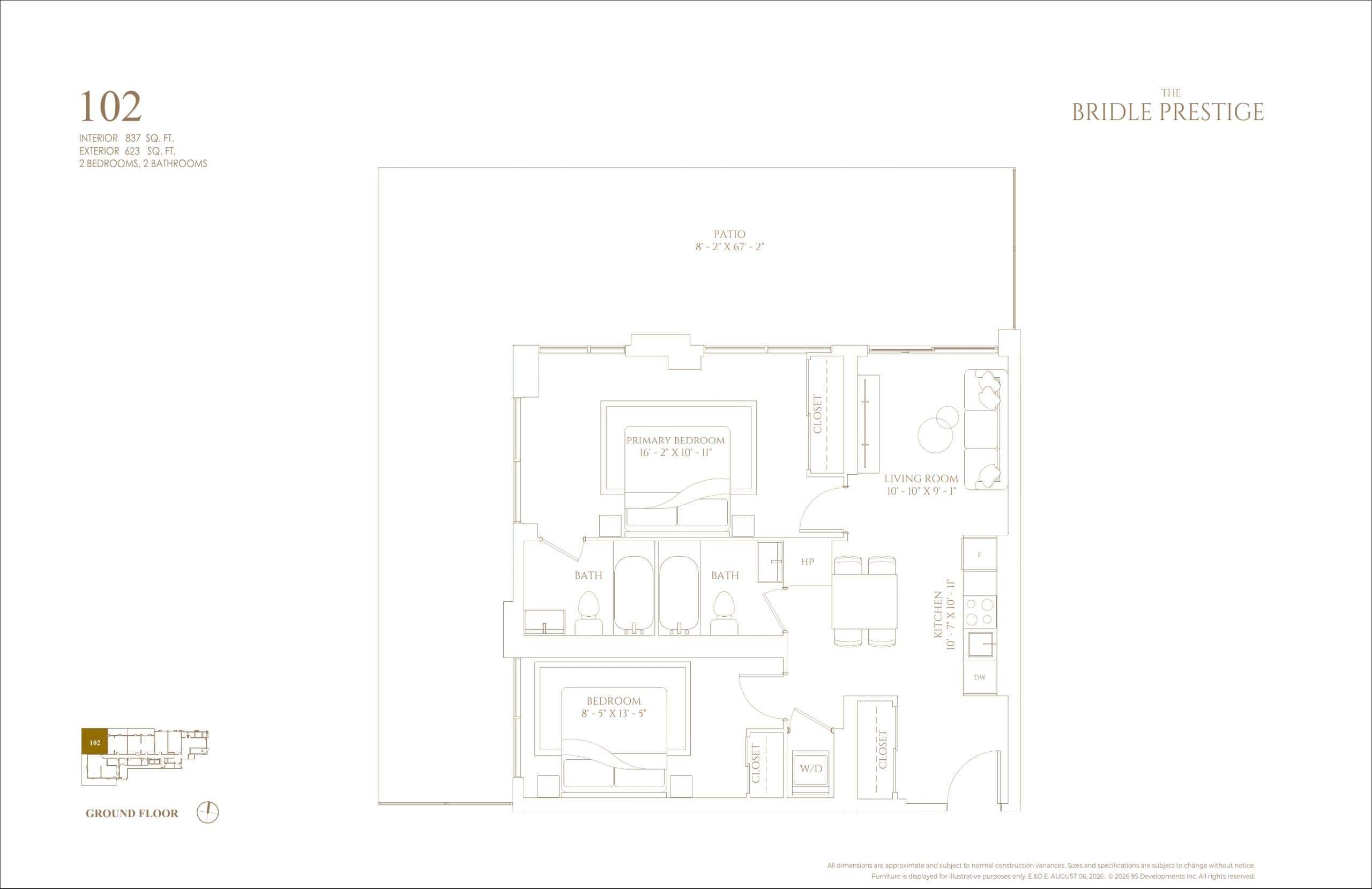 102 Floor Plan at The Bridle Prestige - 837 sq.ft