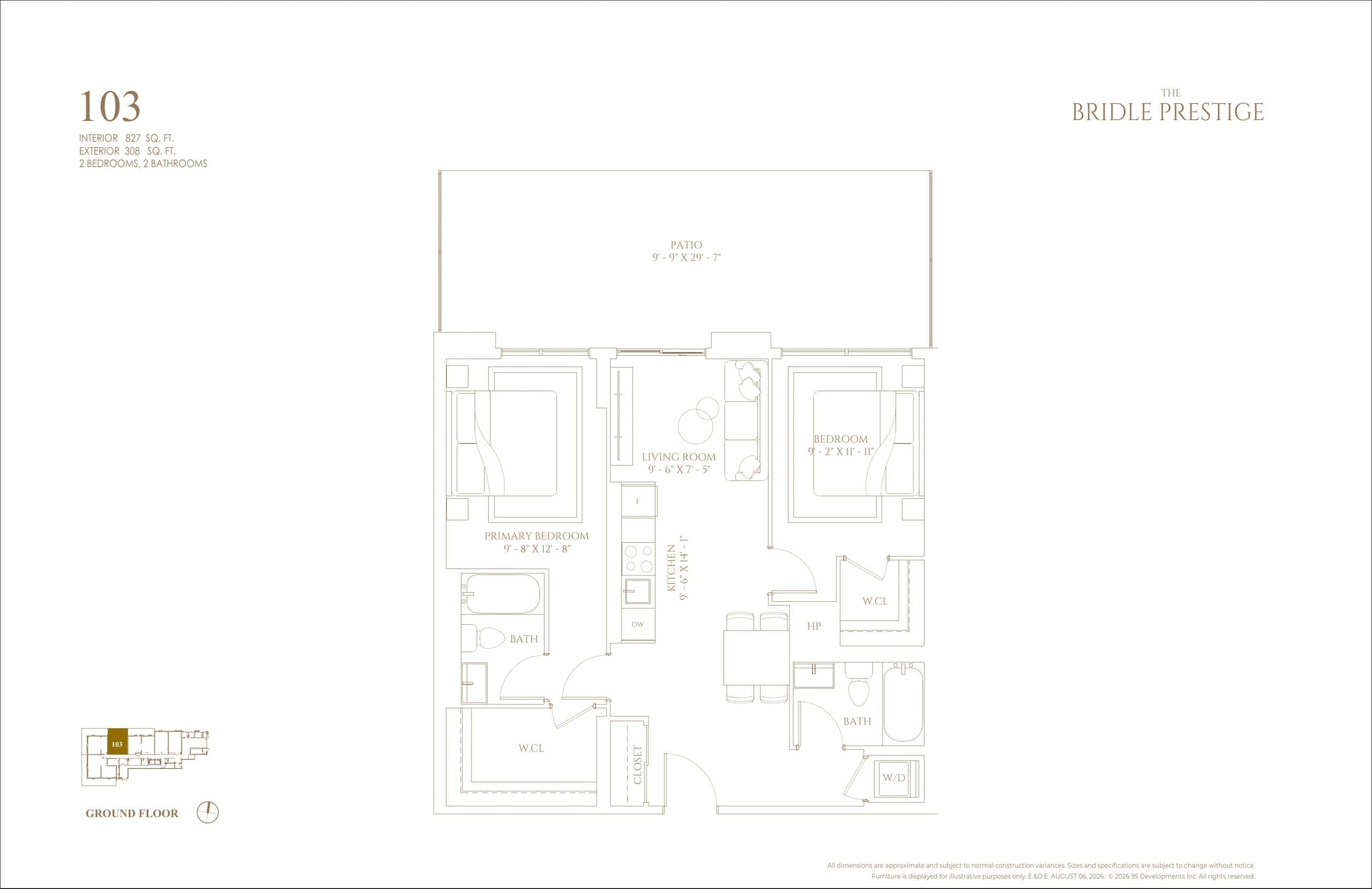 103 Floor Plan at The Bridle Prestige - 827 sq.ft