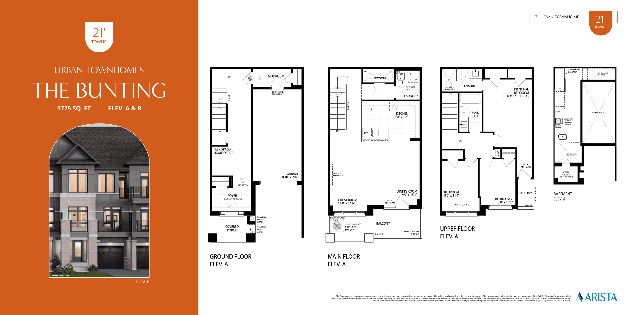 The Bunting Floor Plan at Vellore Trails - 1725 sq.ft