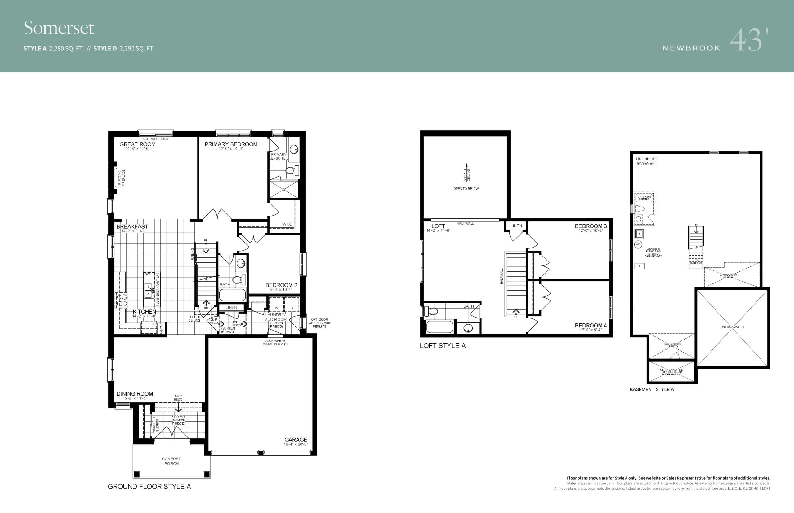 Somerset Floor Plan at Newbrook by Brookfield Residential - 2280 sq.ft