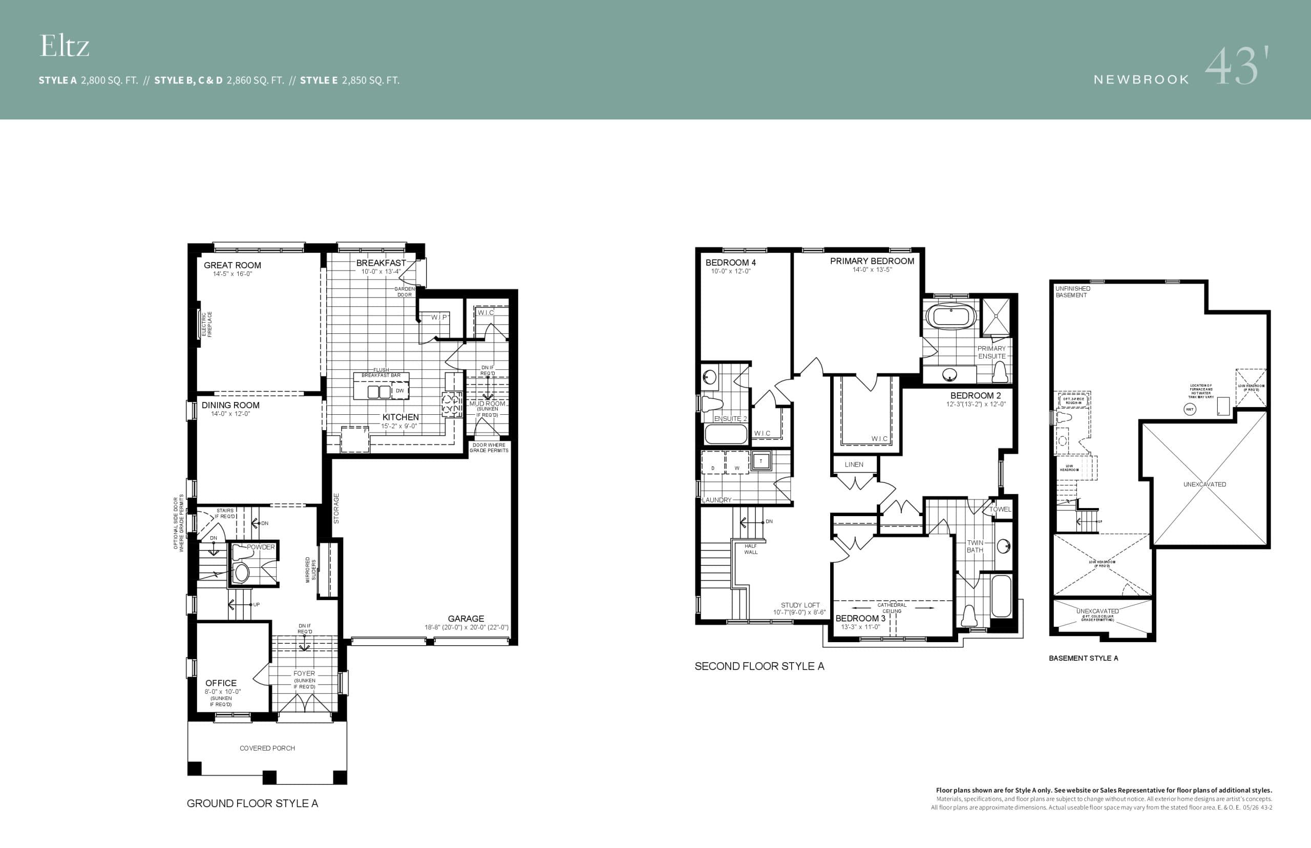 Eltz Floor Plan at Newbrook by Brookfield Residential - 2800 sq.ft