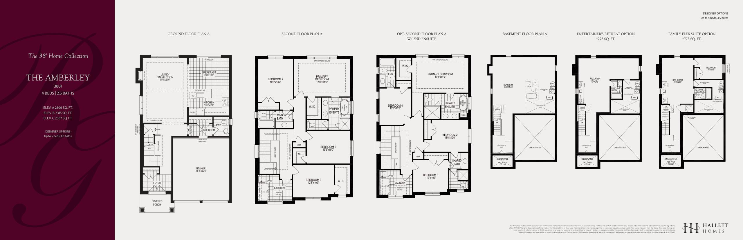 The Amberley Floor Plan at Rosemont Grove - 2306 sq.ft