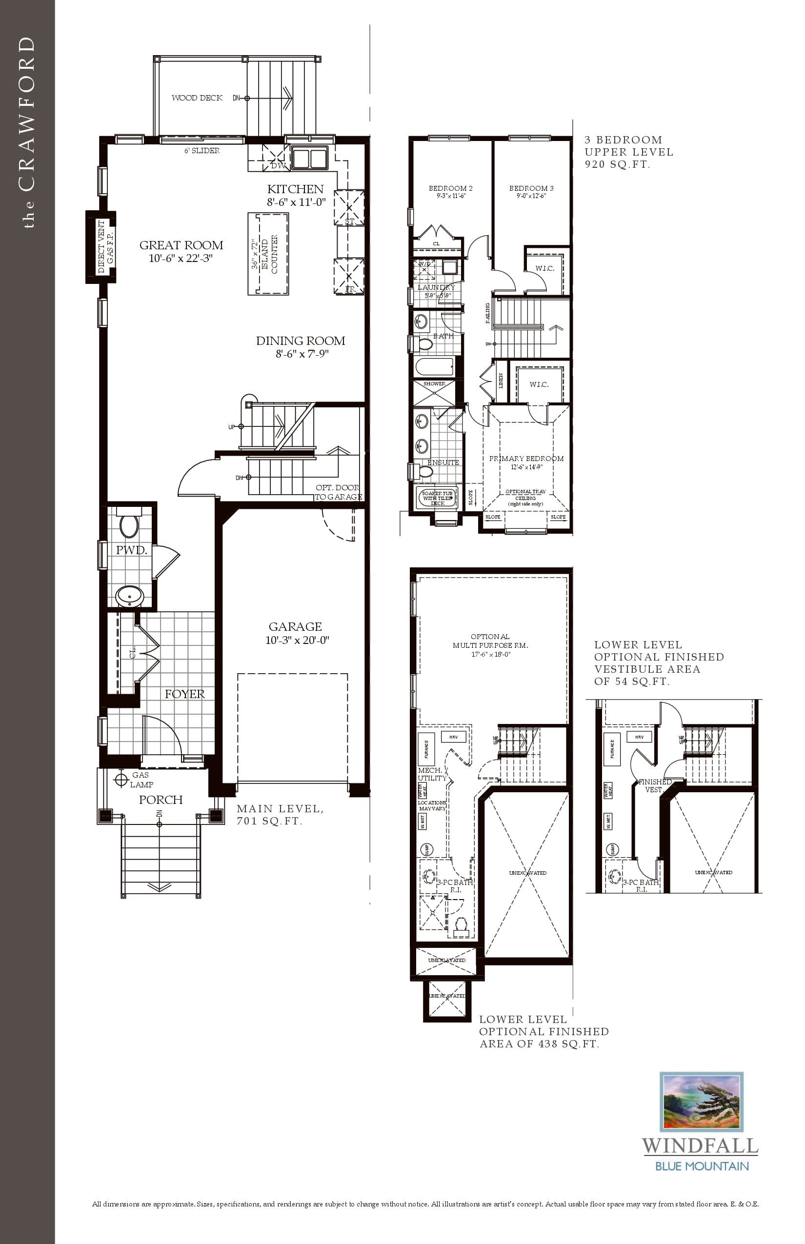 Lot 23R — Crawford A Floor Plan at Windfall at Blue Mountain - 1621 sq.ft
